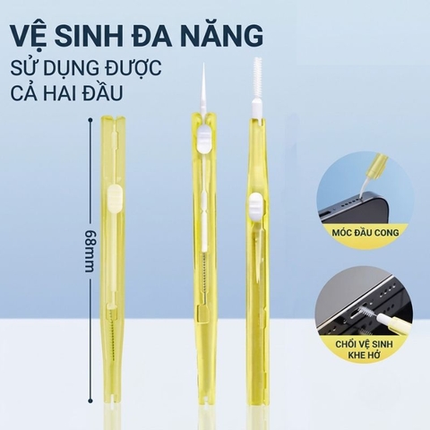 Dụng Cụ Vệ Sinh Điện Thoại & Tai Nghe 2 Đầu Siêu Nhỏ 1 đầu chổi 1 đầu móc