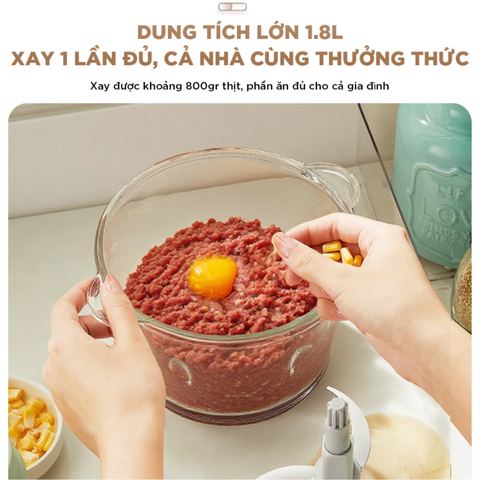 Máy xay thịt Bear CH-5H03E33 dung tích 1.8L, công suất 300W, xay thịt, cá, hạt khô đa năng