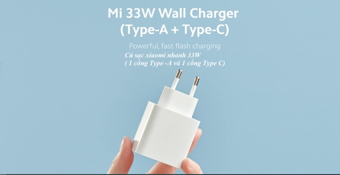 Củ sạc nhanh Xiaomi 33W GaN AD332EU QC 3.0 hỗ trợ sạch nhanh PD.2.0 cho iphone bản quốc tế chân cắm chuẩn Châu Âu