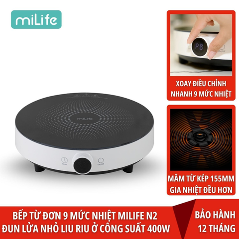 Bếp từ miLife N2 9 mức nhiệt, hẹn giờ, đun liu riu