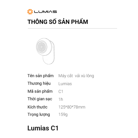 Máy cắt lông quần áo Lumias C1 trắng