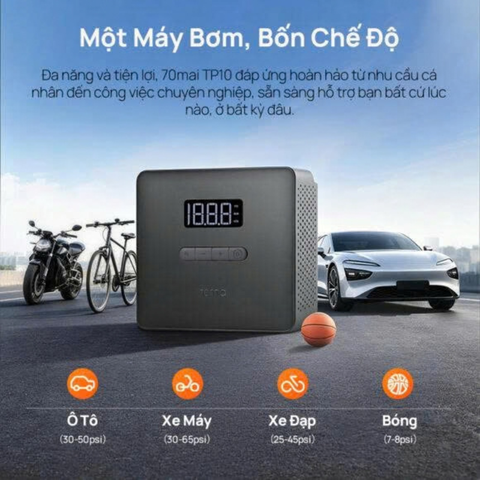 Bơm lốp xe ô tô mini tự động 70mai TP10