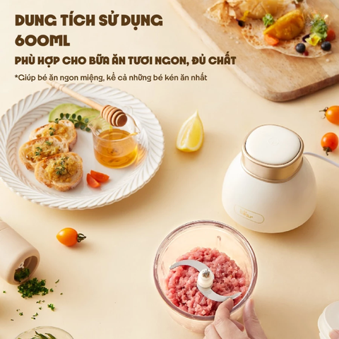 Máy xay ăn dặm Bear QSJ-D02Q1 600ml công suất 200W, cối thủy tinh an toàn
