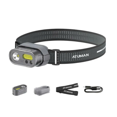 Đèn đeo đầu ATuMan MH1, 8 chế độ, chống nước IPX4, điều khiển bằng cử chỉ và nút bấm
