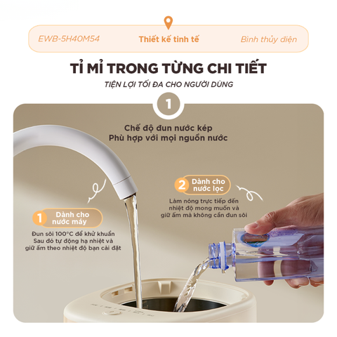 Bình thuỷ điện đun nước nóng và giữ nhiệt 5L Bear EWB-5H50M54
