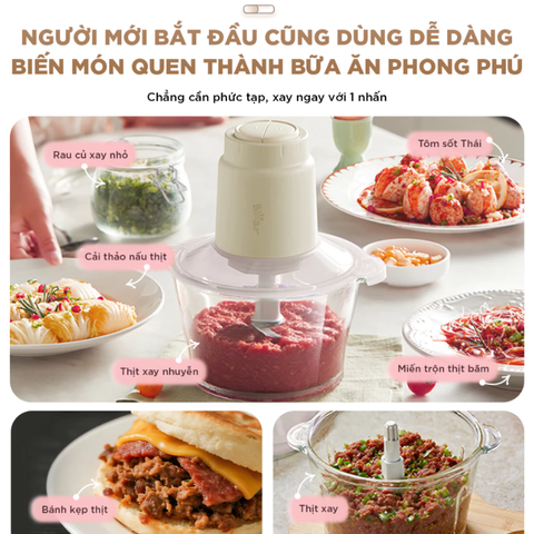 Máy xay thịt Bear CH-5H03E33 dung tích 1.8L, công suất 300W, xay thịt, cá, hạt khô đa năng