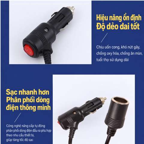 Bộ dây nối dài đầu tẩu sạc ô tô chiều dài 3m