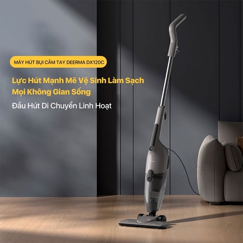 Máy hút bụi cầm tay Deerma DX120C lực hút 16000pa, công suất 600W