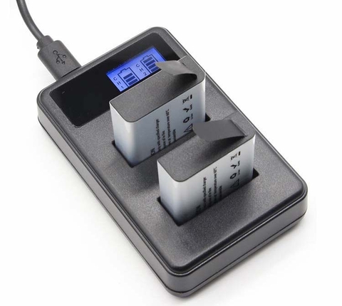 Dock sạc đôi màn hình LCD cho SJCAM, EKEN, AMKOV, SOOCOO và CAMERA 4K WIFI