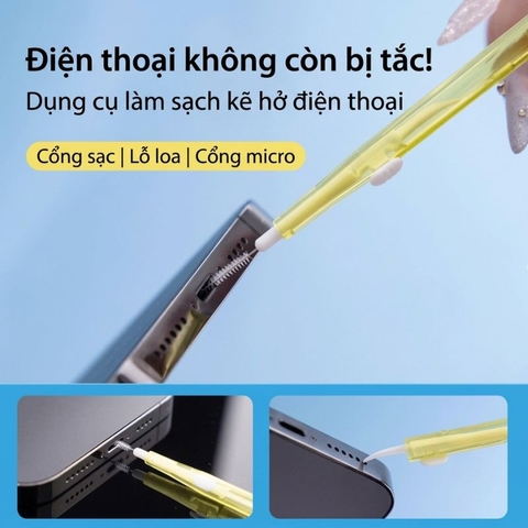 Dụng Cụ Vệ Sinh Điện Thoại & Tai Nghe 2 Đầu Siêu Nhỏ 1 đầu chổi 1 đầu móc