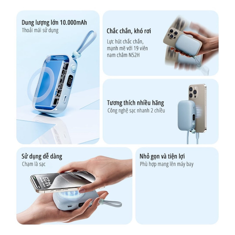 Pin sạc dự phòng từ tính 10000mAh không dây 22.5W miLife P19ZM