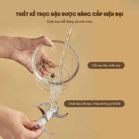 Máy xay ăn dặm Bear QSJ-D02Q1 600ml công suất 200W, cối thủy tinh an toàn