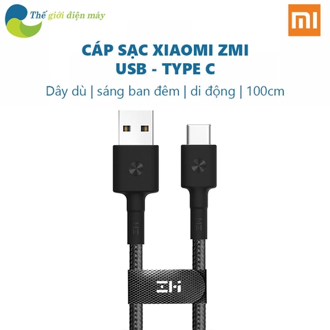 Cáp Type C bọc sợi Kevlar Xiaomi ZMI AL401 100cm Đen