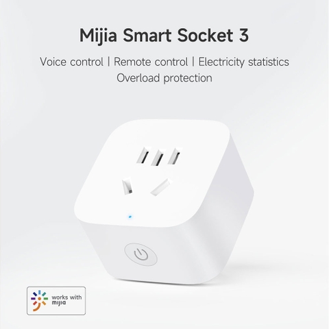 Ổ cắm điện thông minh xiaomi wifi gen 3 theo dõi công suất bảo vệ sạc quá điện chống cháy nổ