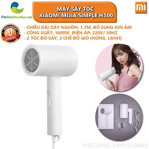 Máy sấy tóc bổ sung ion âm Xiaomi Mijia Simple H100/H101 2 chế độ, 1600W