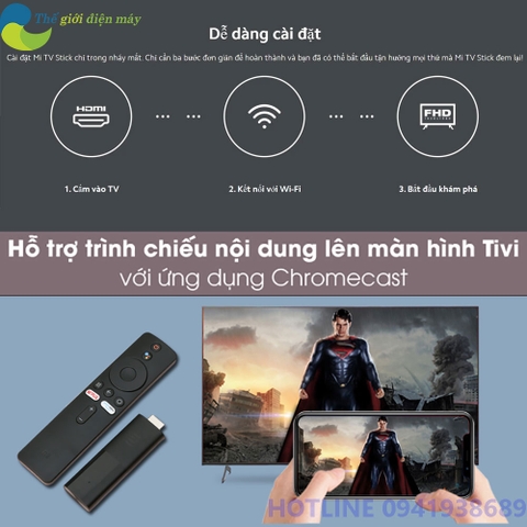 [Bản quốc tế] Xiaomi Mi TV Stick tìm kiếm bằng giọng nói, hỗ trợ tiếng việt