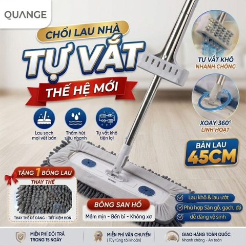 Cây Lau Nhà Tự Vắt Quange TB100 Bông San Hô Bàn Lau Lớn 45cm
