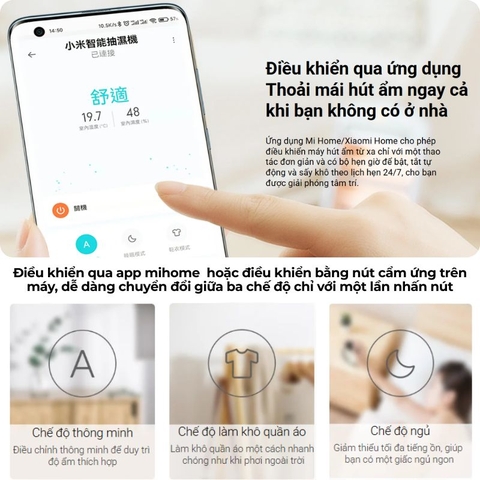 Máy Hút Ẩm Xiaomi 22L Smart Dehumidifier Bình chứa 4.5L  Điều Khiển App Mi Home sấy Quần Áo bảo hành 12 tháng