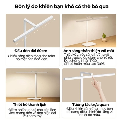 Đèn bàn học Xiaomi LED Desk Lamp 2 – Đèn bàn làm việc chống chói, ánh sáng dịu mắt, cảm ứng thông minh