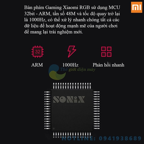 Bàn phím cơ gaming Xiaomi RGB 104K đèn led 14 chế độ