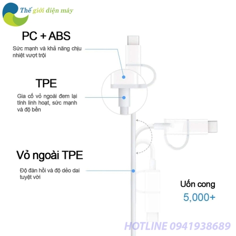 Cáp sạc 2 trong 1 Type-C và Micro Xiaomi ZMI AL511 (30cm)/ AL501 (1M)