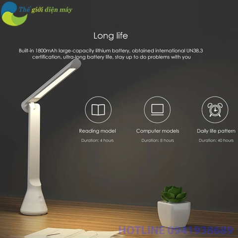 Đèn bàn học Xiaomi Yeelight YLTD11YL thời lượng pin tối đa lên đến 40h