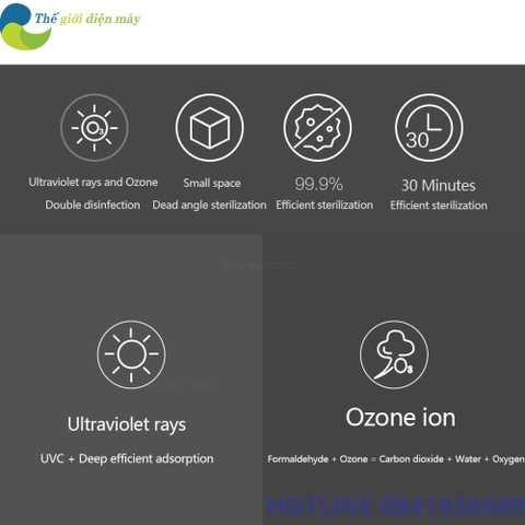 Đèn khử trùng diệt khuẩn chống virus bằng tia UV, Ozone Xiaomi Xiaoda UVC