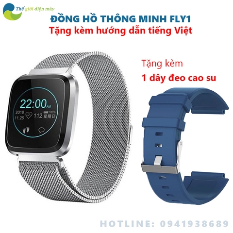 Đồng hồ thông minh FLY1 - Tặng kèm dây đeo cao su - Bảo hành 12 tháng