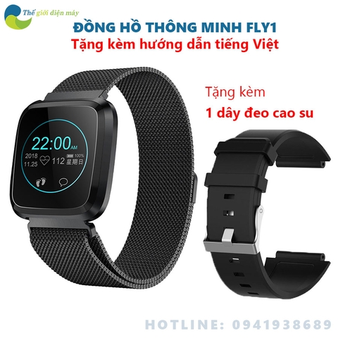 Đồng hồ thông minh FLY1 - Tặng kèm dây đeo cao su - Bảo hành 12 tháng