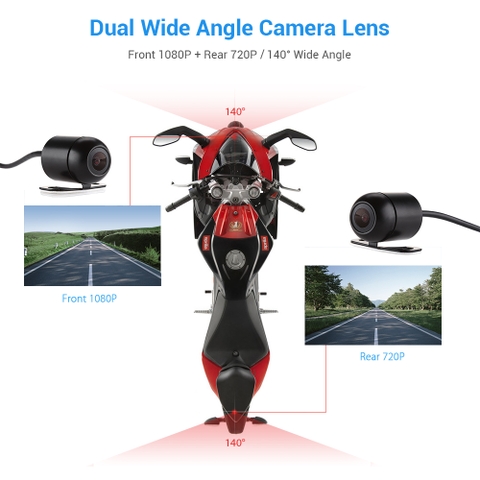 Camera Xe Máy MT003 2 camera màn hình 4' Wifi HD 1080P GPS