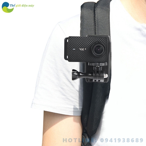 Bộ kẹp camera hành trình, camera hành động lên dây đeo balo các khớp xoay 360 độ