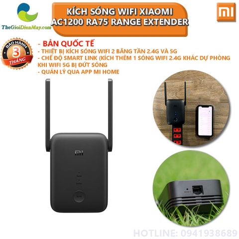 Kích sóng wifi Xiaomi AC1200 RA75 Mi Wifi Range Extender