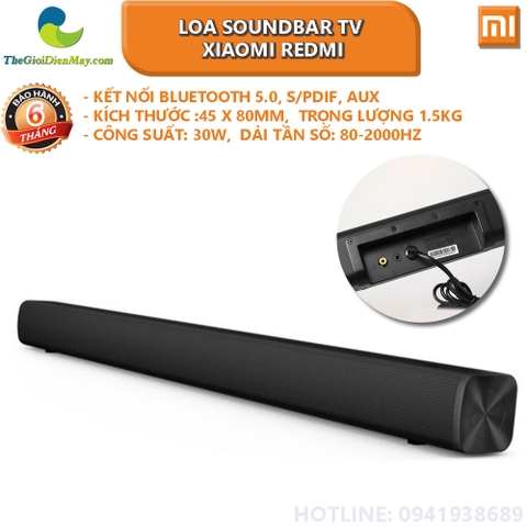 Loa soundbar TV Xiaomi Redmi hỗ trợ Bluetooth 5.0, S/PDIF, AUX