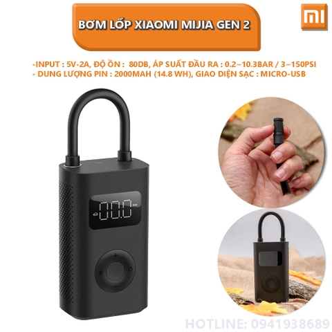 Bơm lốp Xiaomi Mijia gen 2 model MJCQB06QW