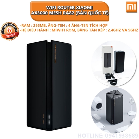Wifi router Xiaomi AX3000 Mesh RA82 (Bản quốc tế)