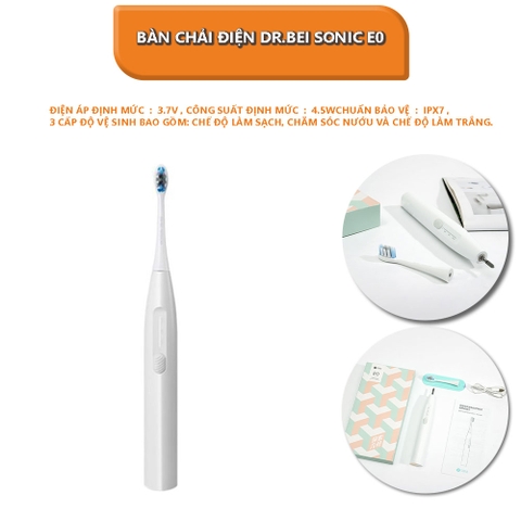 Bàn chải điện Dr.bei E0 kèm 4 đầu bàn chải