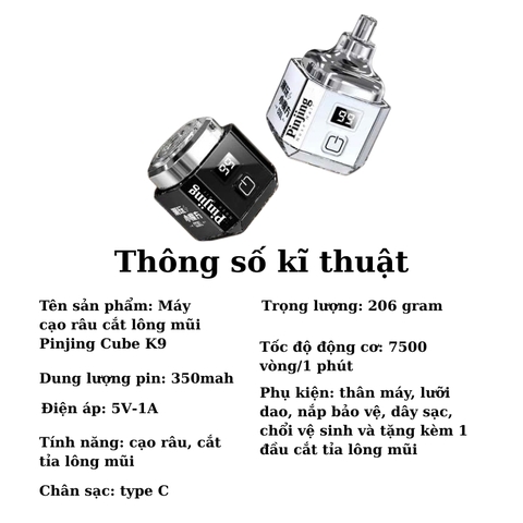 Máy cạo râu Pinjing K9 2 chức năng, nhỏ gọn tiện lợi
