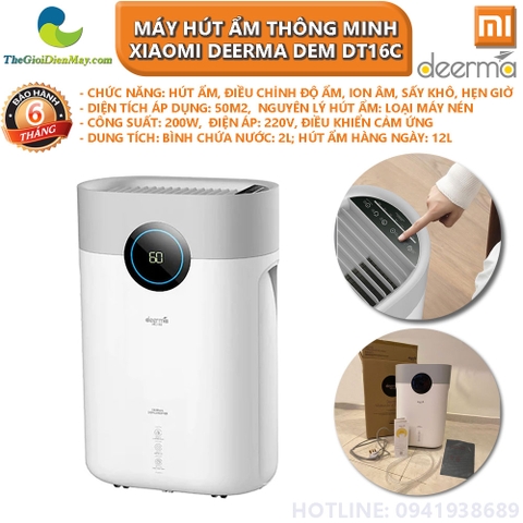 Máy hút ẩm thông minh Xiaomi Deerma DEM DT16C chức năng điều chỉnh độ ẩm, ion âm, sấy khô