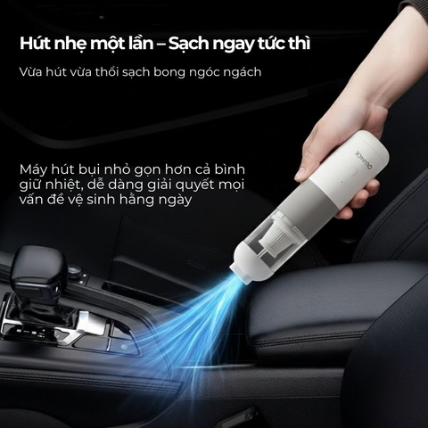 Máy hút bụi mini không dây Quange V01 – Máy hút bụi cầm tay lực hút mạnh 4000Pa – Pin 5000mAh – Dùng cho ô tô và gia đình