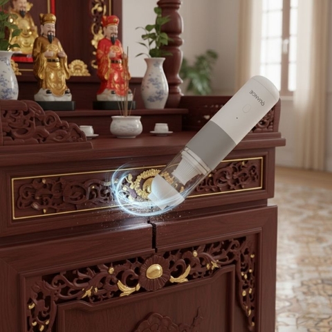 Máy hút bụi mini không dây Quange V01 – Máy hút bụi cầm tay lực hút mạnh 4000Pa – Pin 5000mAh – Dùng cho ô tô và gia đình