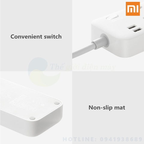 Ổ cắm điện Xiaomi Zmi CX05 6 cổng AC 2 cổng USB sạc nhanh tối đa 18W dài 1.8m