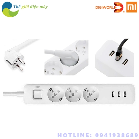 [Bản Quốc Tế] Ổ cắm điện Mi Power Strip - 3OUTLET 3USB