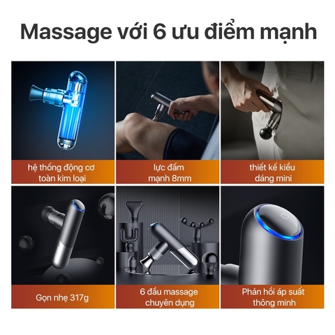 Máy Massage Cầm Tay Mini PHILIPS 7501-6 đầu massage chuyên dụng, lực đấm mạnh 8mm