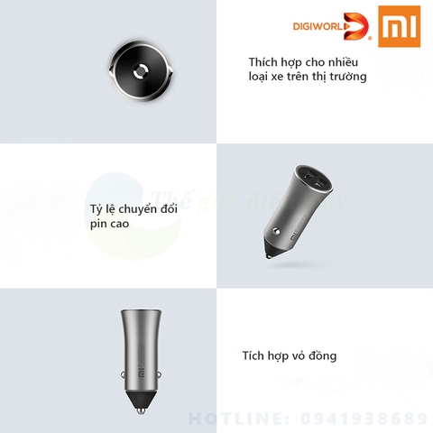 [Bản quốc tế] Sạc nhanh ô tô 18W Mi Car Charger Pro CC05ZM 2 cổng USB