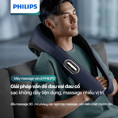 Máy Massage Cổ Vai Gáy PHILIPS 3521-sạc không dây tiện dụng, massage nhiều vị trí
