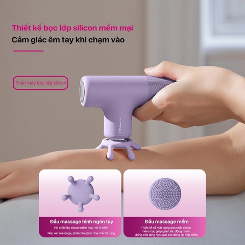 Máy Massage Cầm Tay PHILIPS 7311-kiểu dáng tinh tế sang trọng,thiết kế nhỏ gọn,5 cấp độ massage x biên độ sâu 6mm