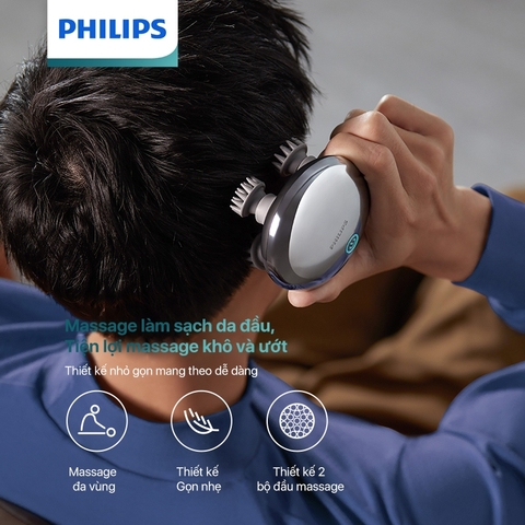 Máy Massage Da Đầu Đa Năng PHILIPS 1301-massage làm sạch,tiện lợi massage khô và ướt