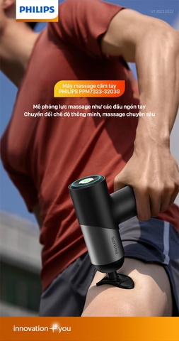 Máy Massage Cầm Tay PHILIPS 7323-3203G Với 7 cấp độ điều chỉnh,Kết hợp 6 đầu massage chuyên dụng