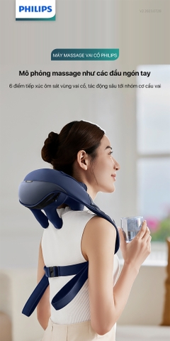 Máy Massage Cổ Vai Gáy PHILIPS 3522-mô phỏng massage như các đầu ngón tay,6 điểm tiếp xúc ôm sát vùng vai cổ