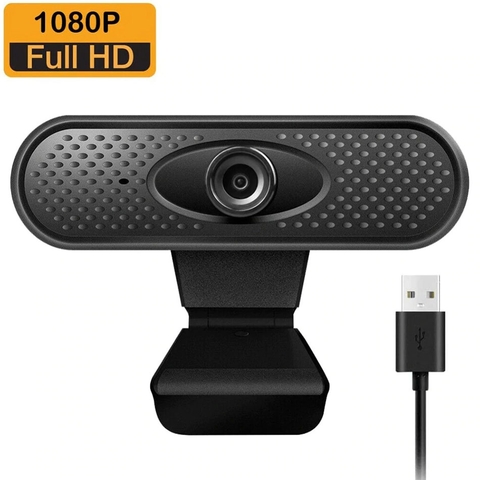 Webcam HD 1080P Không Driver, Lấy Nét Tự Động Tích Hợp Micro & Cổng USB Cho Laptop và PC